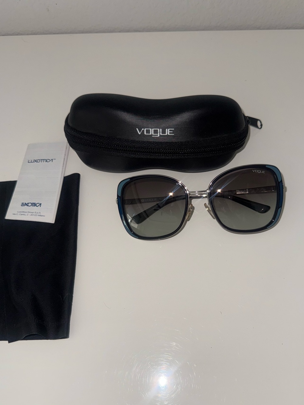 Vogue Women’s Black and blue Frame Sunglasses with Case